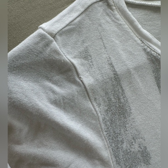 Calvin Klein Metallic Long Sleeve Tee Vintage Graphic Tee 100% Rayon Silv… - Picture 10 of 13